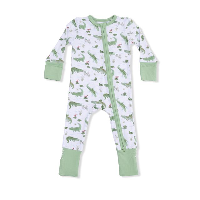 Bamboo Zipper Romper - Crayon Alligators