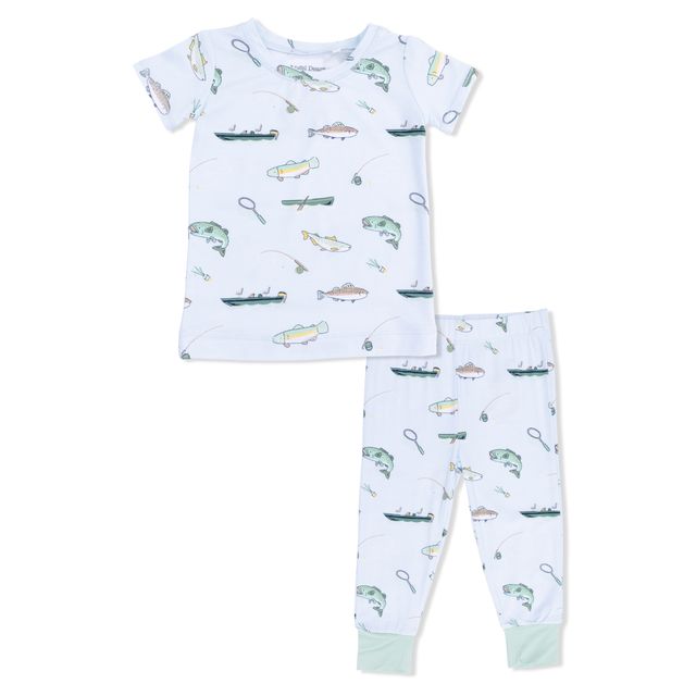 Short Sleeve Bamboo Loungewear Set - Fishing