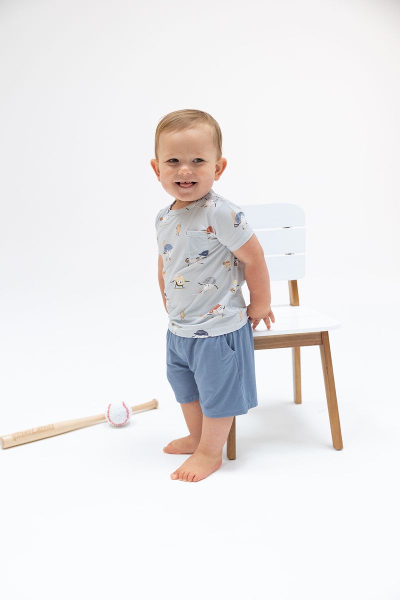 Crew Neck Tee and Short - Baseballs Playing Baseball