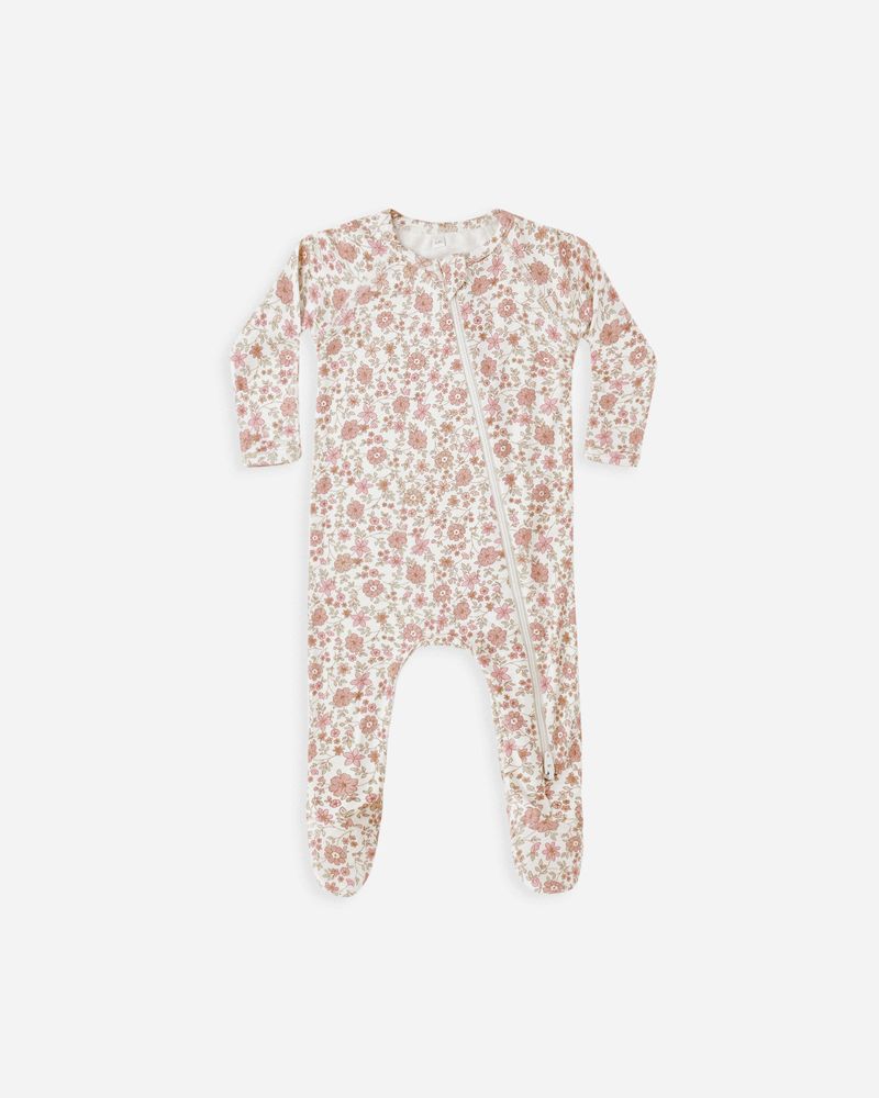 Bamboo Zip Footie - Bloom