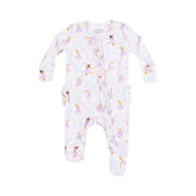 Bamboo Ruffle Back Zipper Footie - Bow Ballerinas