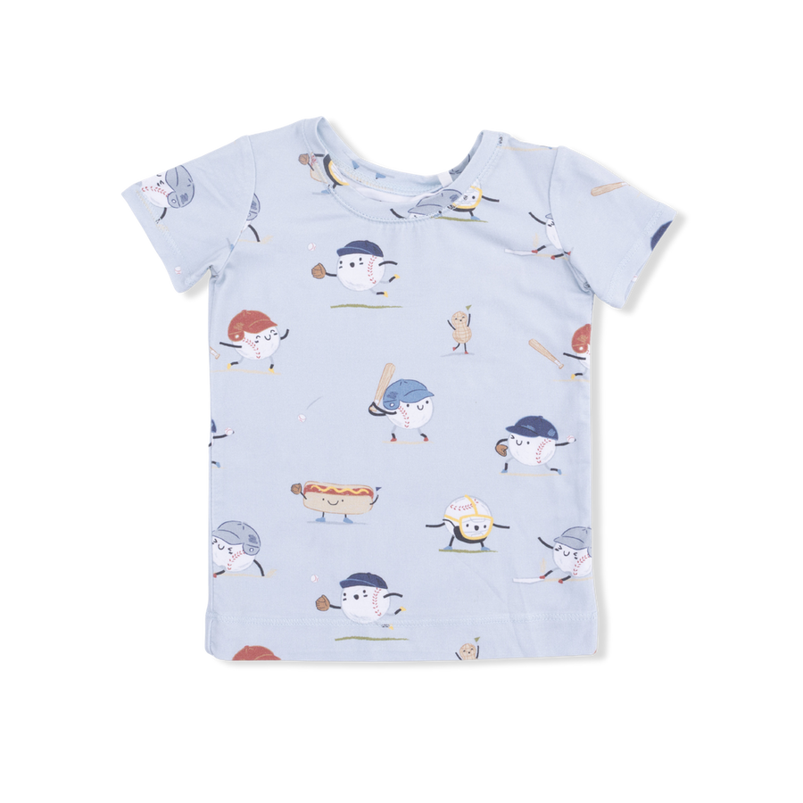 Short Sleeve Bamboo Loungewear Set - Baseballs Playing Baseball