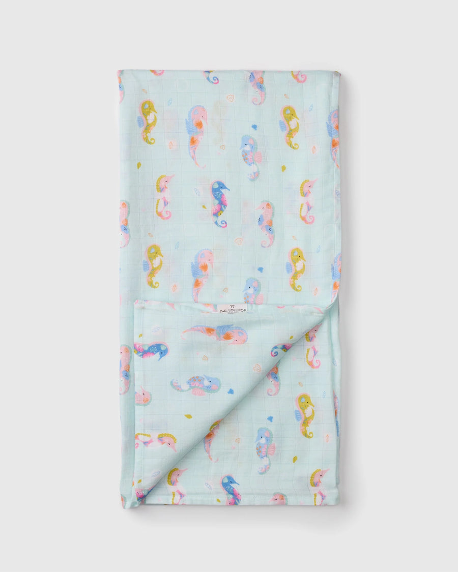 Muslin Swaddle - Painterly Seahorse