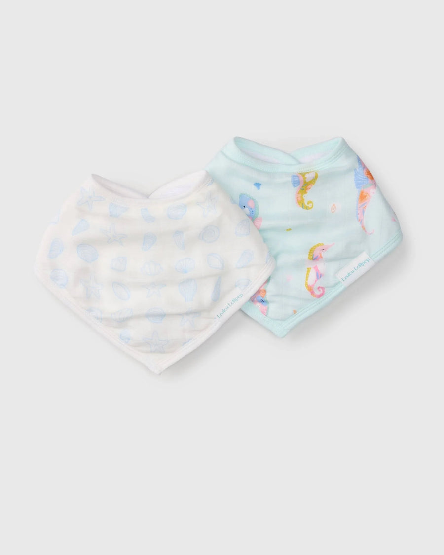 Luxe Muslin Bandana Bib Set - Painterly Seahorse