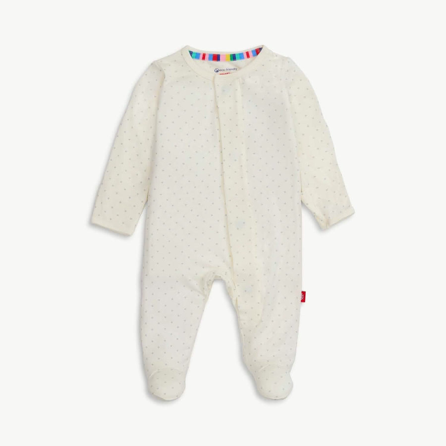 Modal Magnetic Footie - Cream Pin Dots