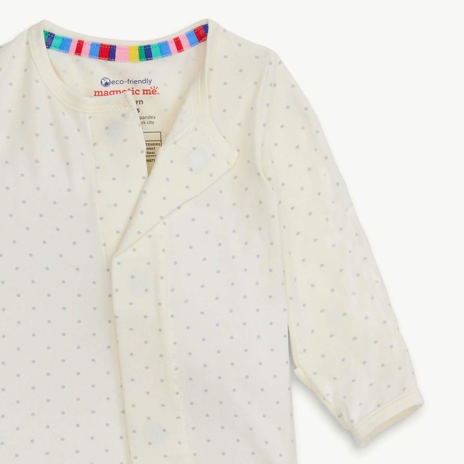 Modal Magnetic Footie - Cream Pin Dots