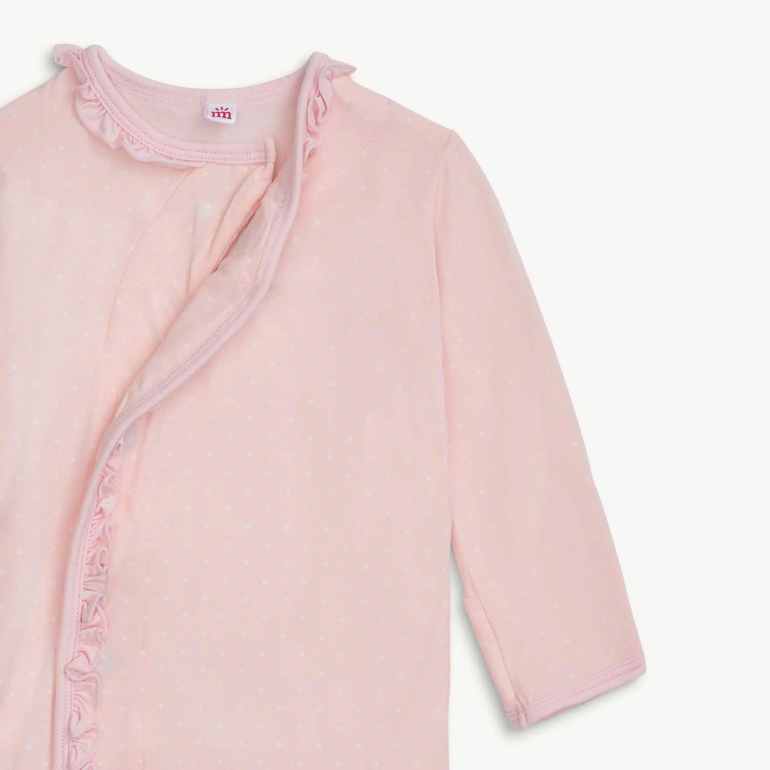 Modal Magnetic Ruffle Gown & Ruffle Hat - Pink Pin Dot
