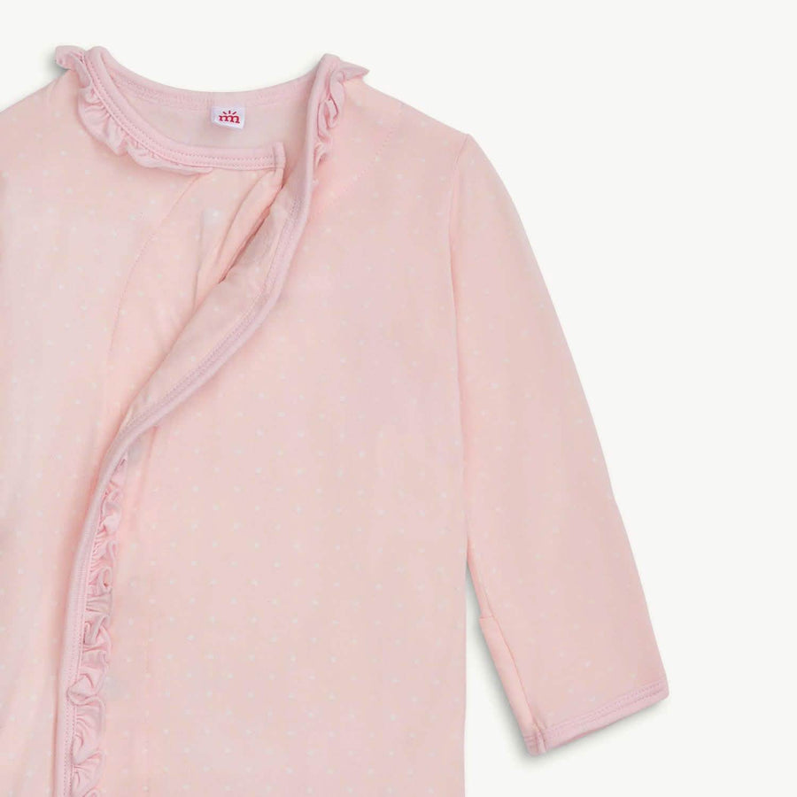 Modal Magnetic Ruffle Gown & Ruffle Hat - Pink Pin Dot