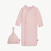 Modal Magnetic Ruffle Gown & Ruffle Hat - Pink Pin Dot