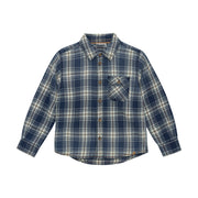 Long Sleeve Plaid Button Up - China Blue