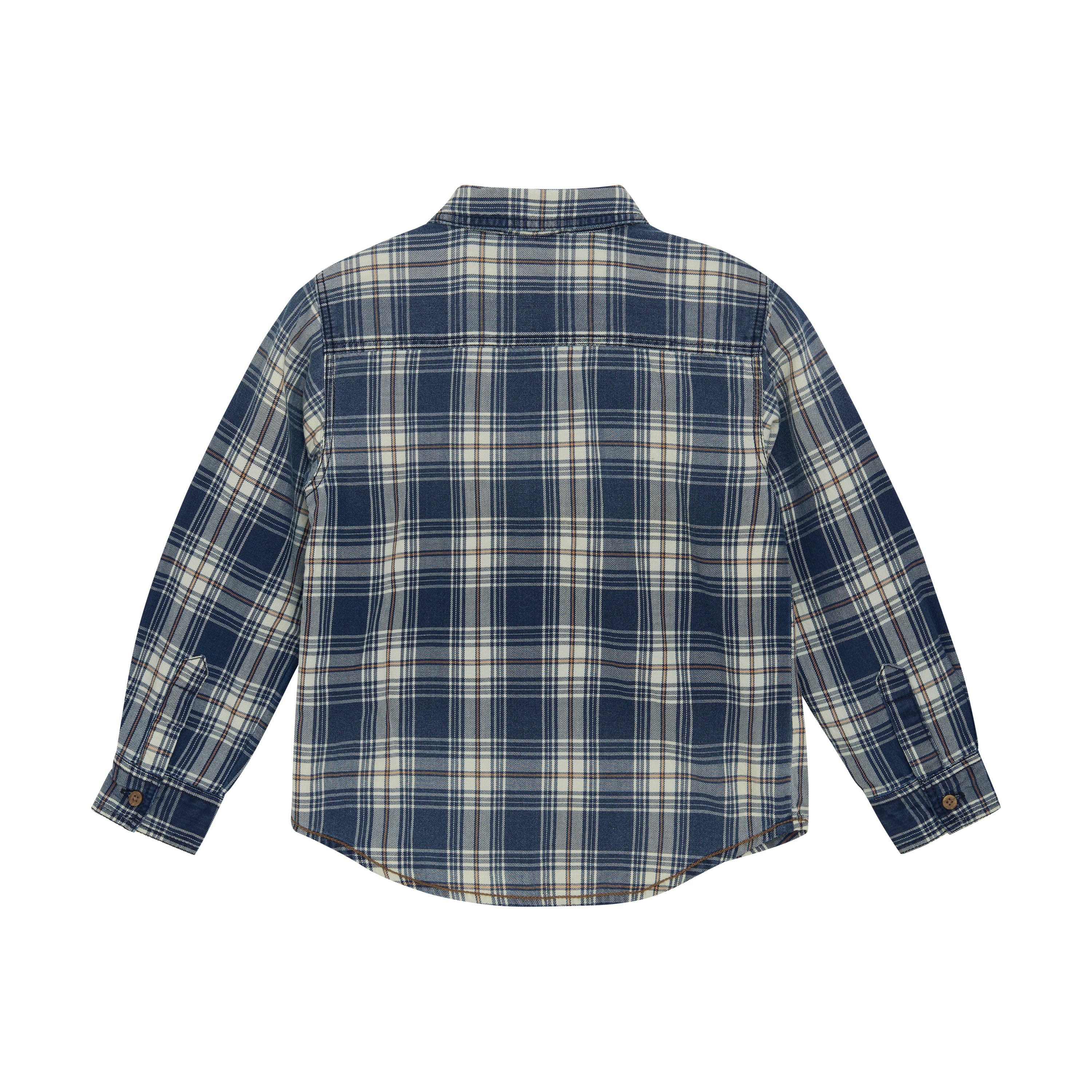 Long Sleeve Plaid Button Up - China Blue