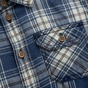 Long Sleeve Plaid Button Up - China Blue