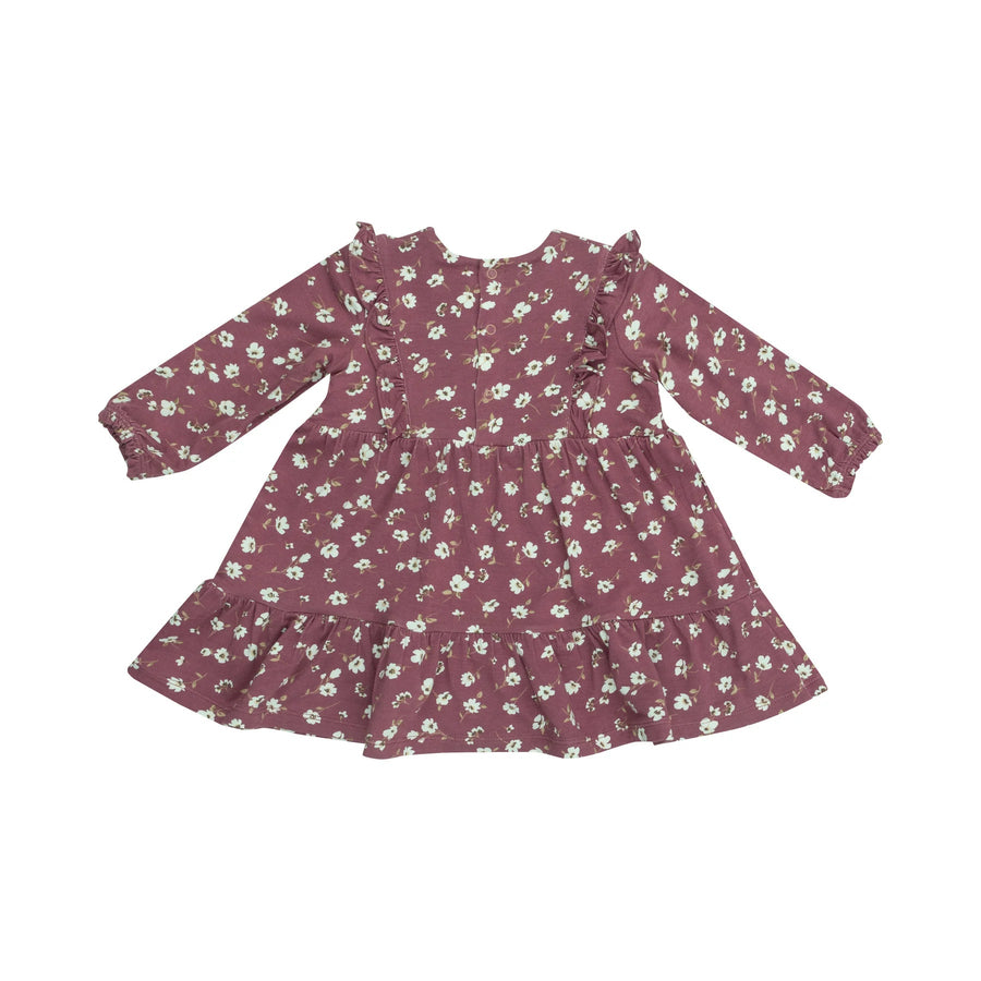 Ruffle Tiered Dress and Leggings - Plum Floral