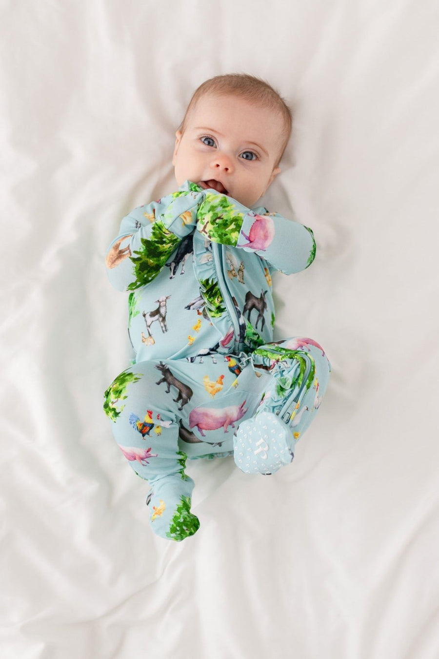 Ruffled Zippered Footie - Brayden