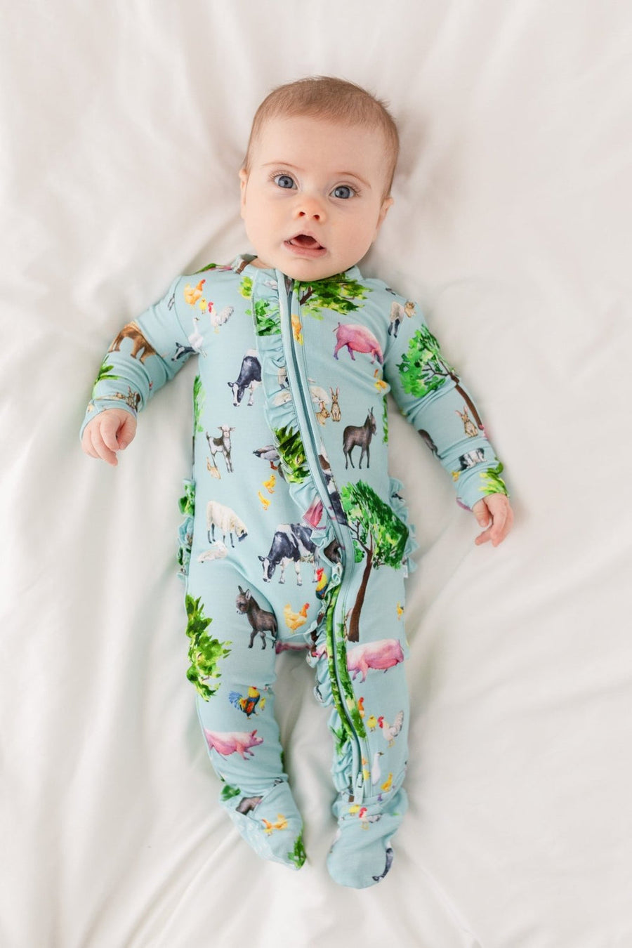 Ruffled Zippered Footie - Brayden