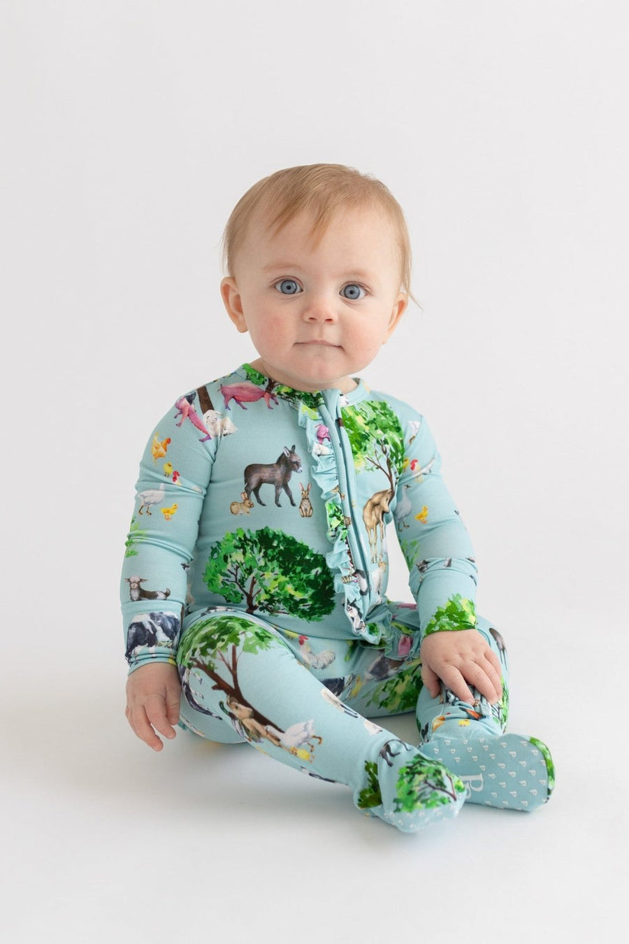Ruffled Zippered Footie - Brayden