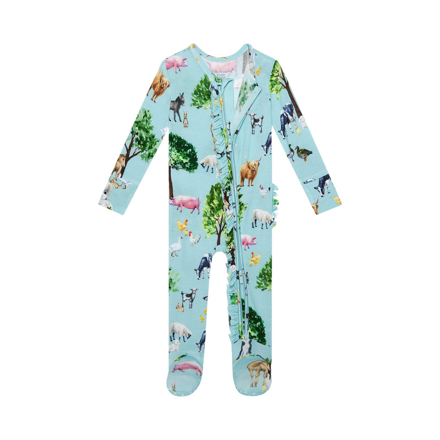 Ruffled Zippered Footie - Brayden