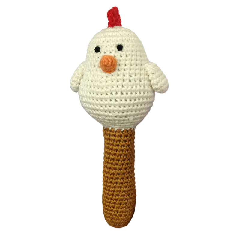 Hand Crocheted Rattle - White Hen