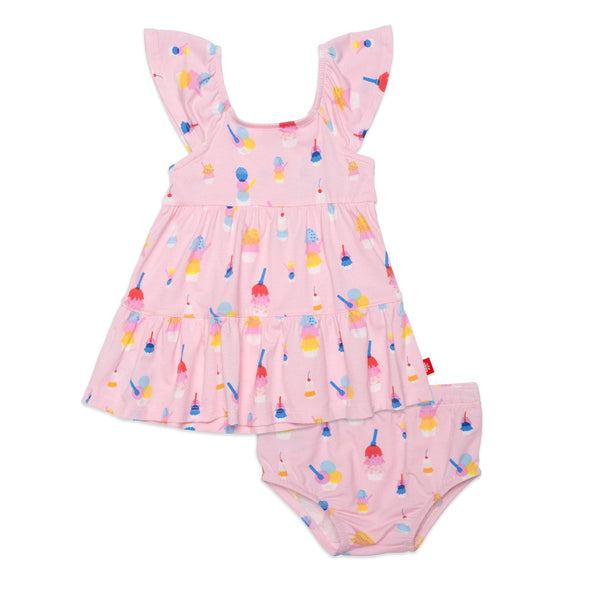 Modal Magnetic Dress and Diaper Cover - Pink Sundae Funday