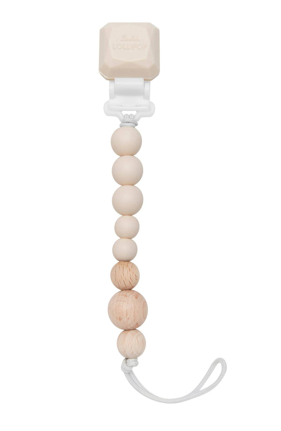 Color Block Silicone and Wood Pacifier Clip - Coconut Milk