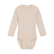 Long Sleeve Ribbed Bodysuit - Sandshell