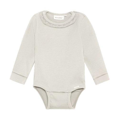 Long Sleeve Ribbed Bodysuit - Seed Pearl