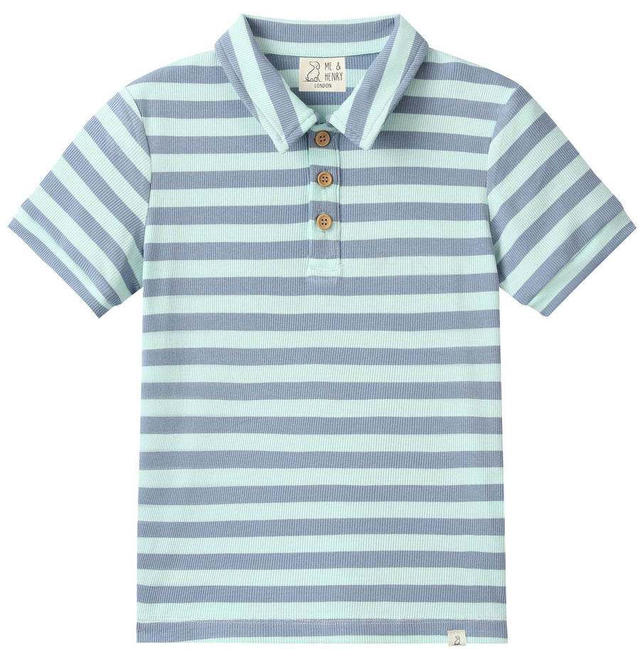 Shipping Polo - Pale Chambray/Blue Stripe