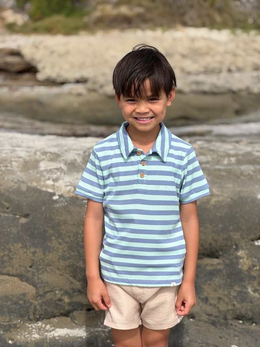 Shipping Polo - Pale Chambray/Blue Stripe