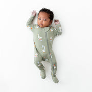 Bamboo Zippered Footie - Silly Goose