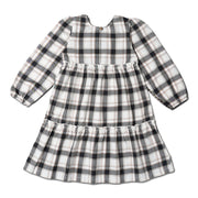 Organic Long Sleeve Tiered Dress - Plaid Checks