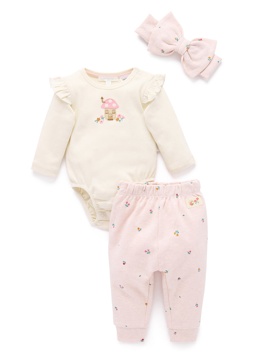 Organic Cotton 3 Piece Gift Set - Sweet Pea Print