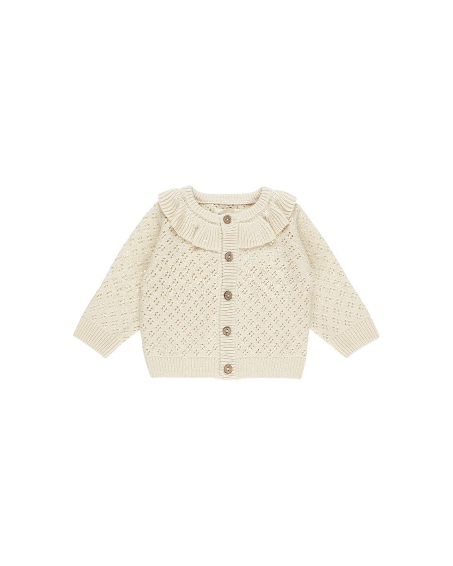 Ruffle Collar Cardigan - Natural