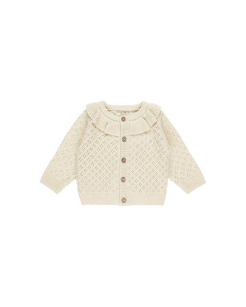 Ruffle Collar Cardigan - Natural