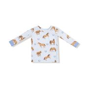 Long Sleeve Bamboo Loungewear Set - Horses - Blue