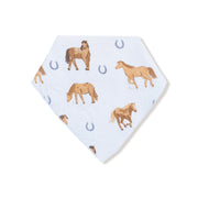 Bamboo Bandana Bib - Horses - Blue