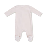 Velour Teddy Bear Zipper Footie - Oatmilk