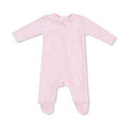 Velour Teddy Bear Zipper Footie - Pink