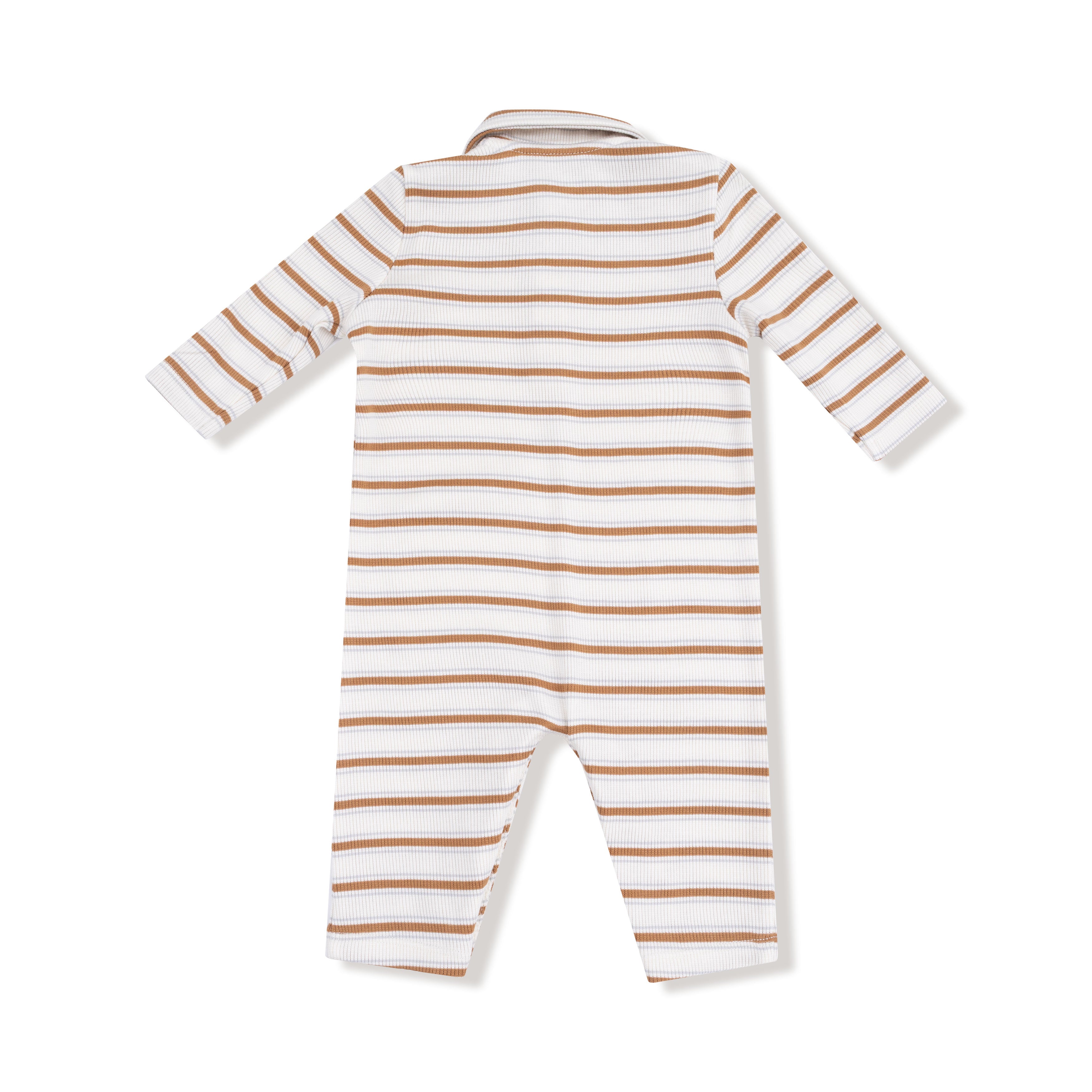 Polo Romper - Brown Vintage Stripe
