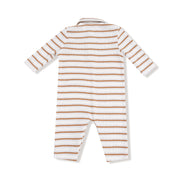 Polo Romper - Brown Vintage Stripe