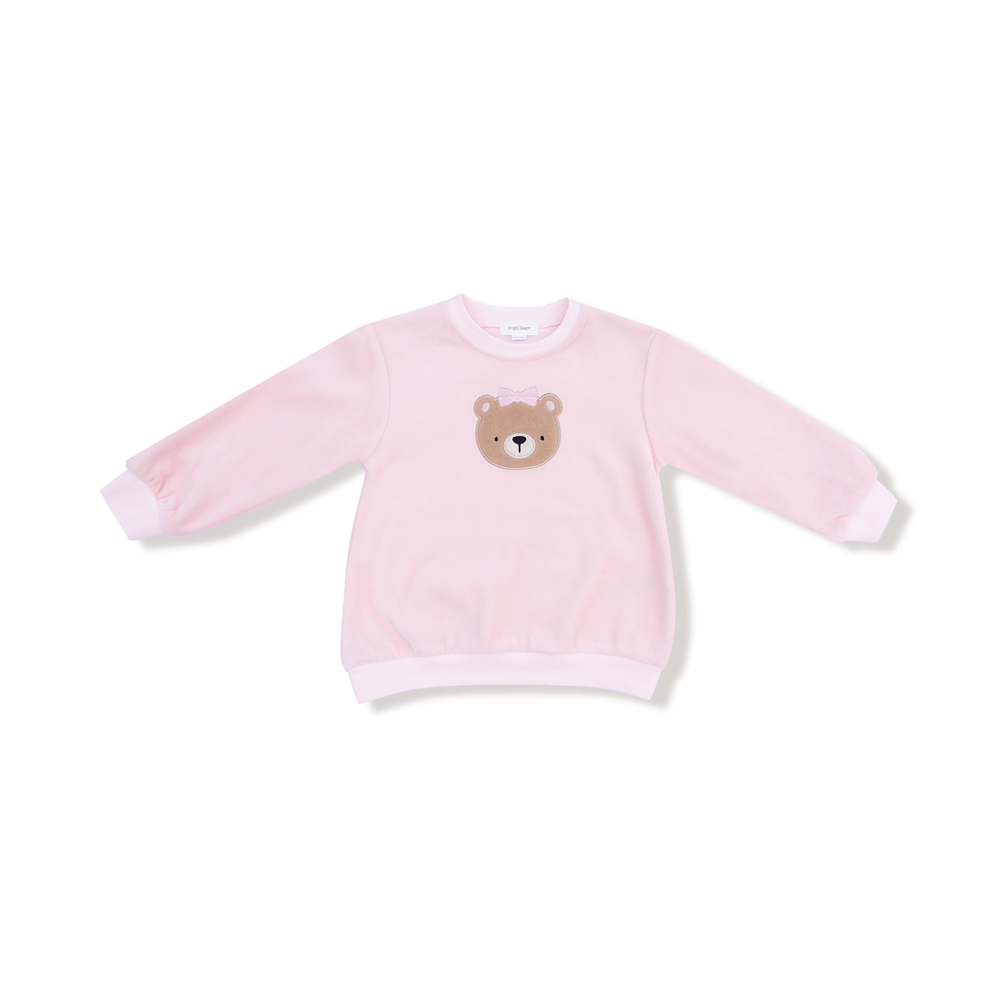 Long Sleeve Oversized Shirt with Wide Leg Pant - Velour Teddy Bear