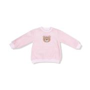Long Sleeve Oversized Shirt with Wide Leg Pant - Velour Teddy Bear