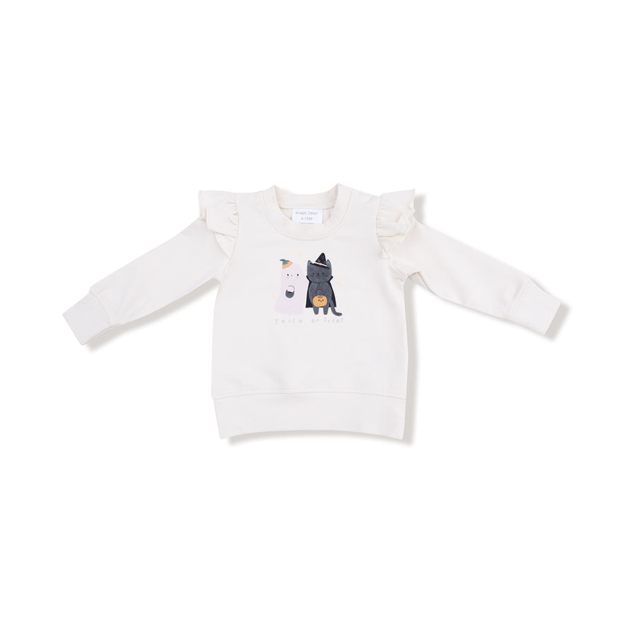 Ruffle Shoulder Sweatshirt - Trick or Treat