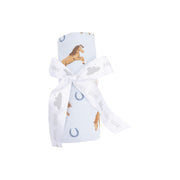 Bamboo Swaddle Blanket - Horses - Blue