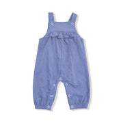 Yoke Ruffle Overalls - Cord Stonewash