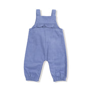 Yoke Ruffle Overalls - Cord Stonewash