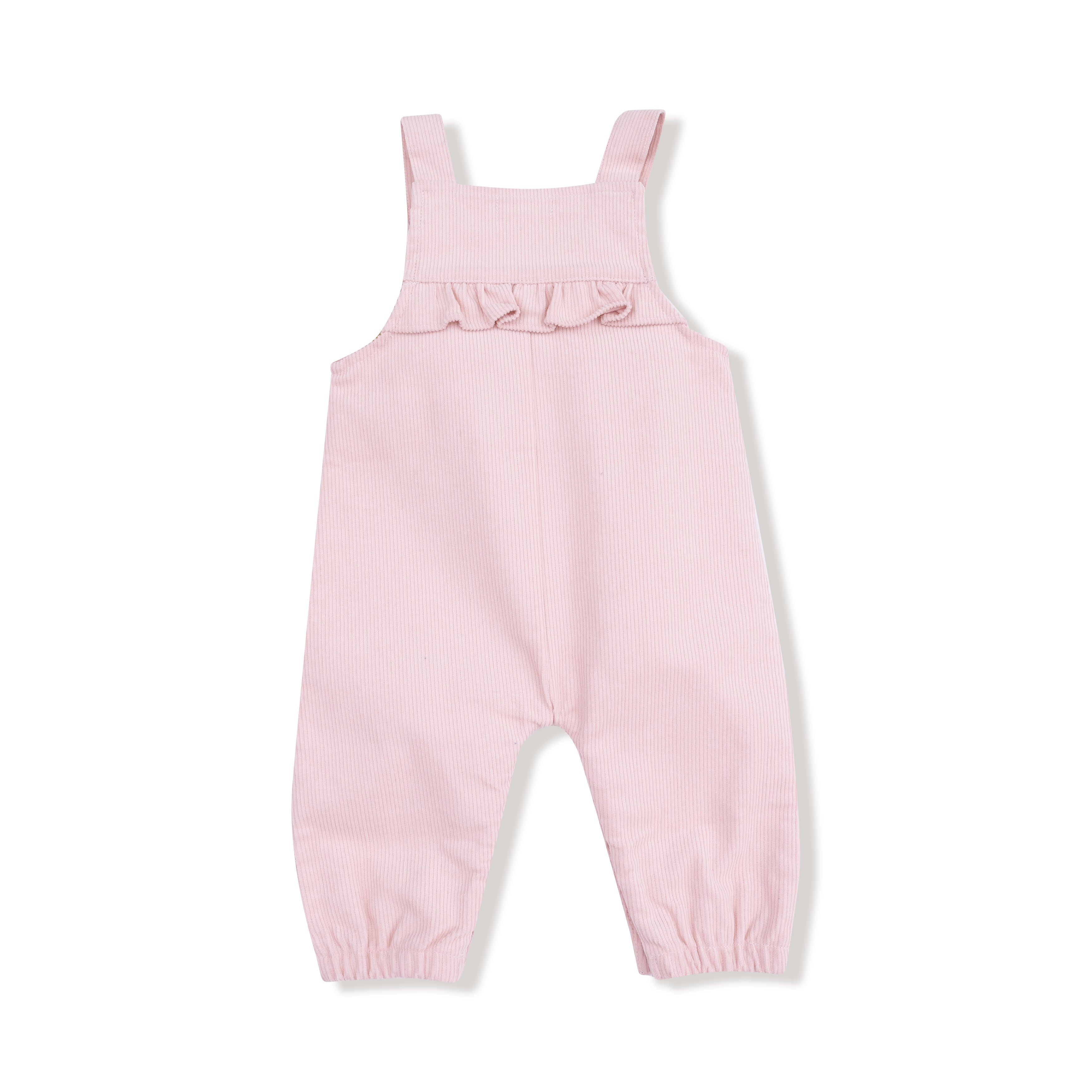 Yoke Ruffle Overalls - Cord Veiled Pink