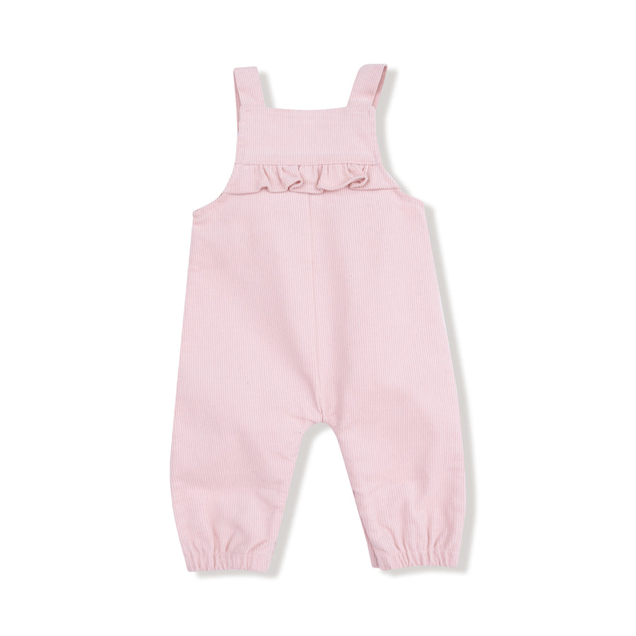 Yoke Ruffle Overalls - Cord Veiled Pink