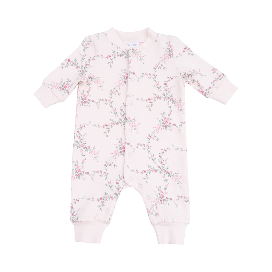 Baseball Collar Romper with Front Placket - Antoinette Floral