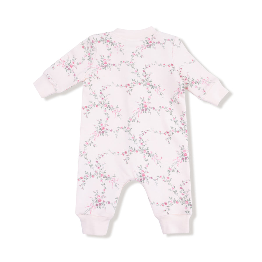 Baseball Collar Romper with Front Placket - Antoinette Floral