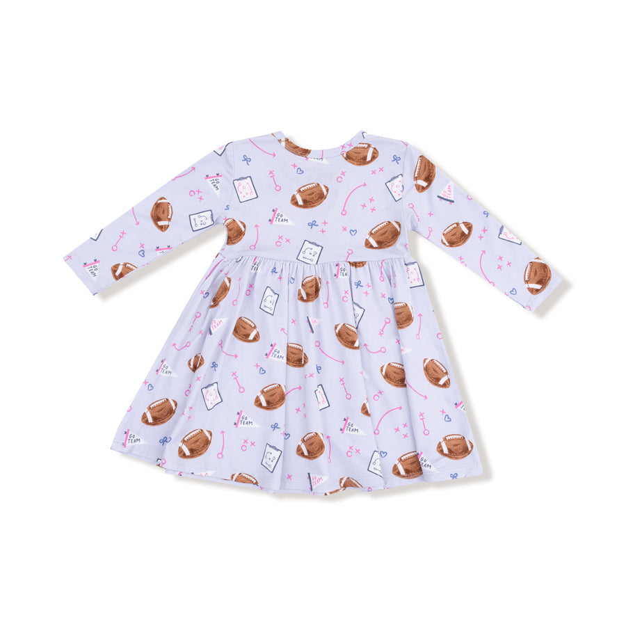 Long Sleeve Twirly Dress - Touchdown Time - Lavender